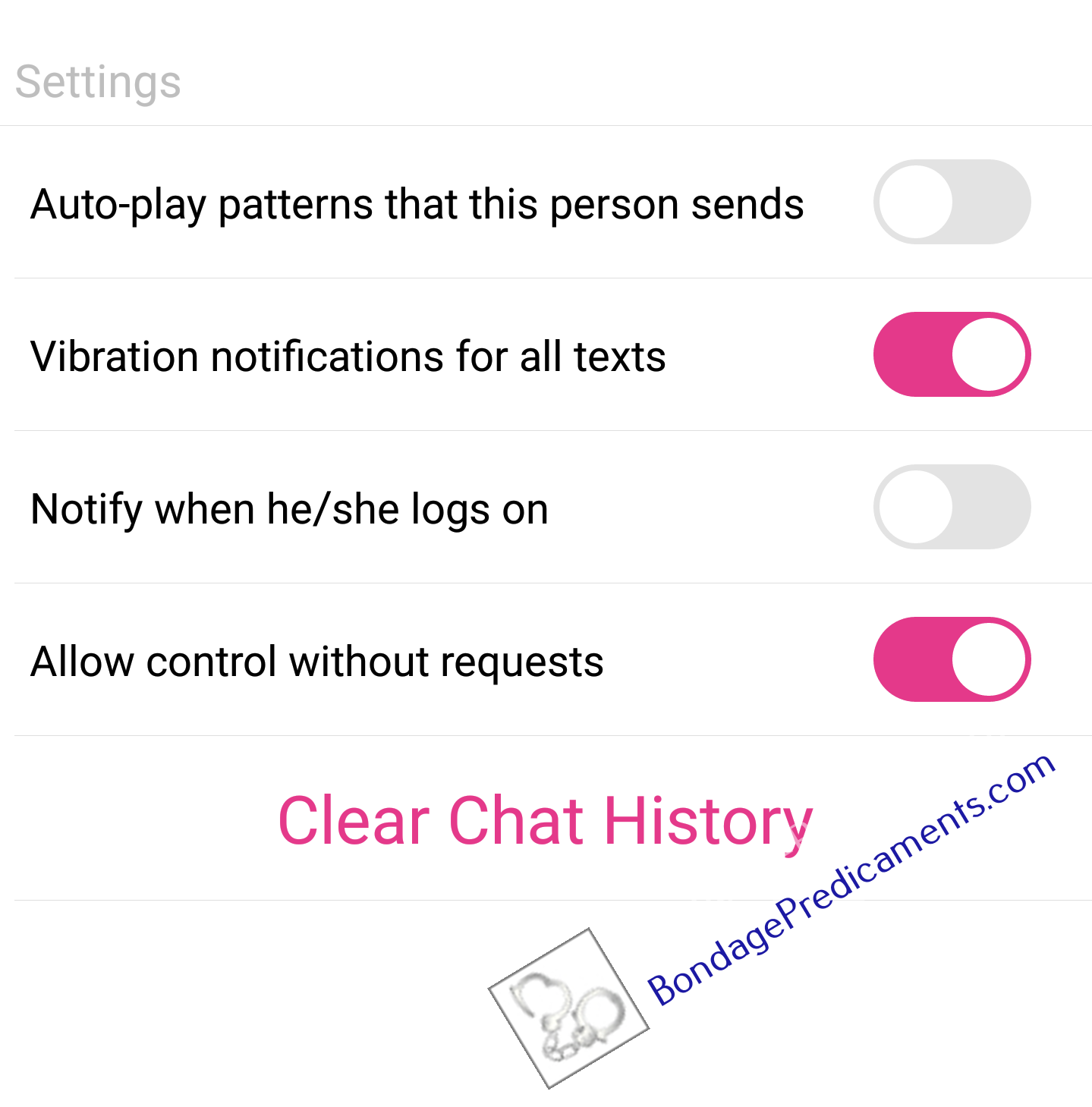 Vibrating Butt Plug App Settings