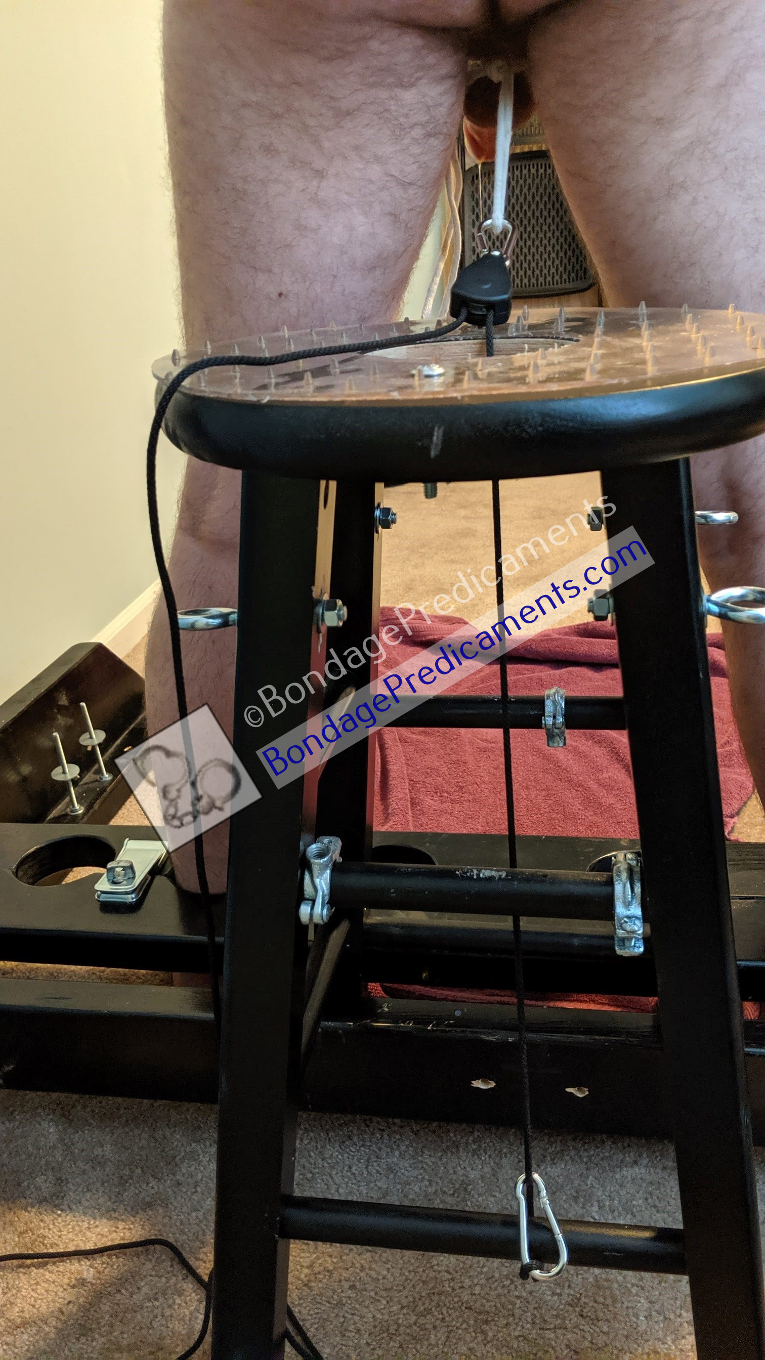 Gay Sub Spiked Bondage Stool