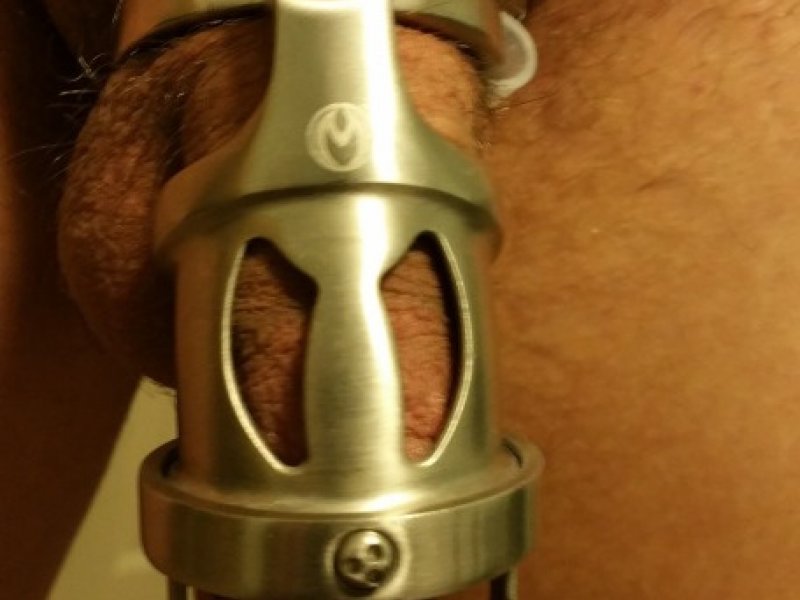 Gay Sub Locked in Steel Chastity